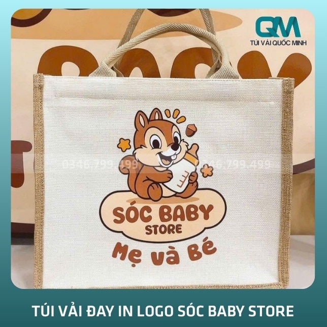 Tổng quan về túi vải đay in logo Sóc Baby Store