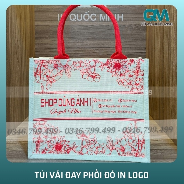 Tổng quan về túi vải đay phối đỏ in logo