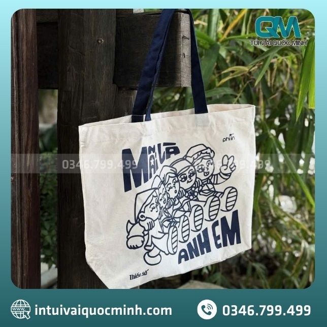 Quy trình đặt may túi canvas in họa tiết cute tại Quốc Minh