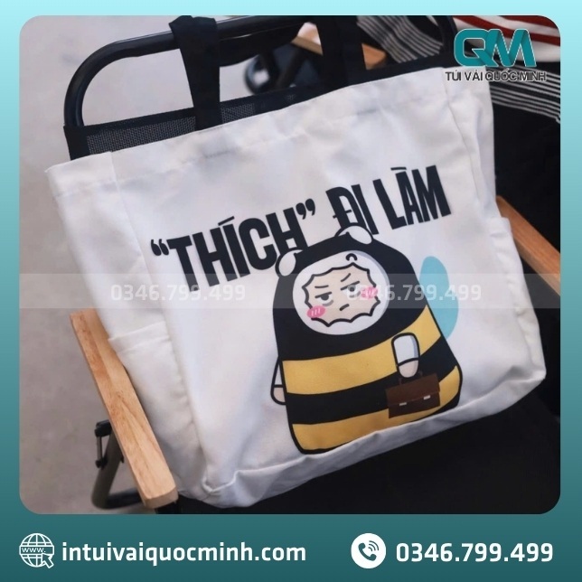 Một số mẫu túi canvas in họa tiết cute nổi bật tại xưởng Quốc Minh