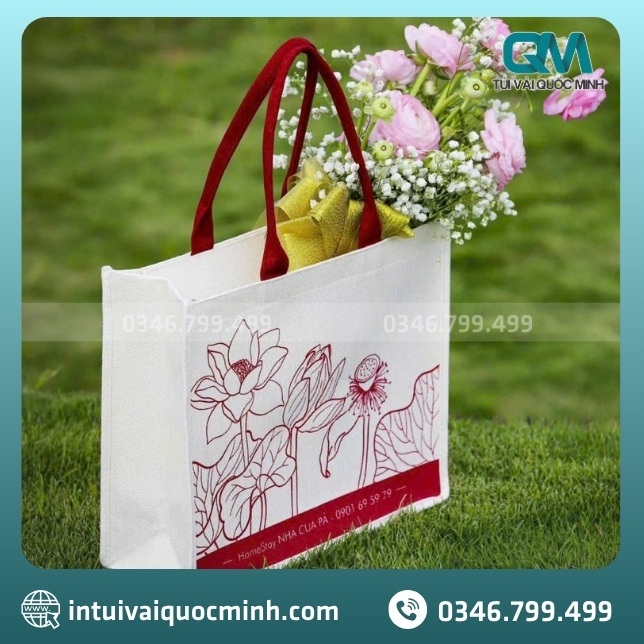Xưởng may túi vải đay in logo NHÀ CUA PA theo yêu cầu giá sỉ tại TPHCM