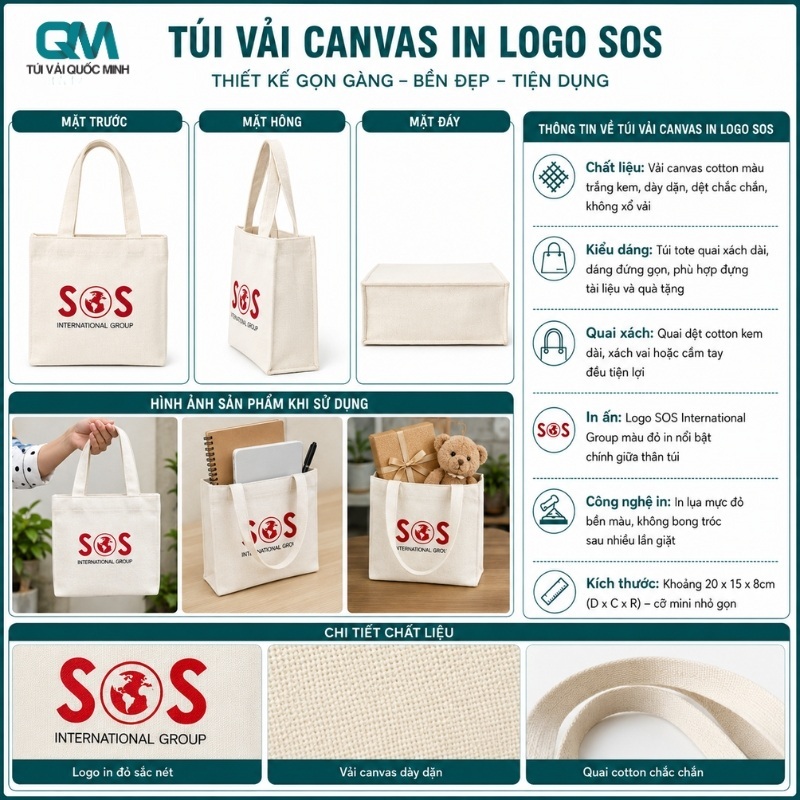 Thông tin về túi vải canvas in logo SOS