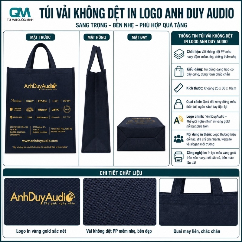 Tổng quan về túi vải không dệt in logo ANH DUY AUDIO