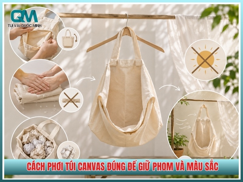 Cách phơi túi canvas đúng để giữ phom và màu sắc