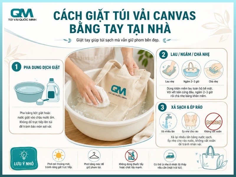Cách giặt túi vải canvas bằng tay tại nhà
