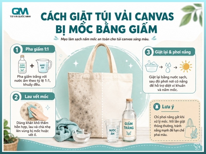 Cách giặt túi vải canvas bị mốc bằng giấm
