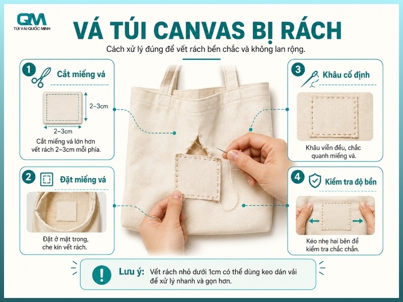 Vá túi canvas bị rách