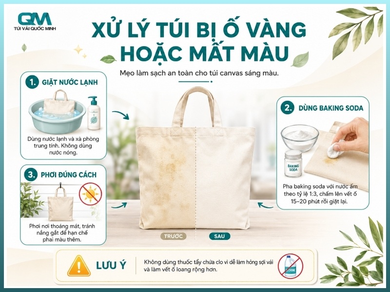 Xử lý túi bị ố vàng hoặc mất màu