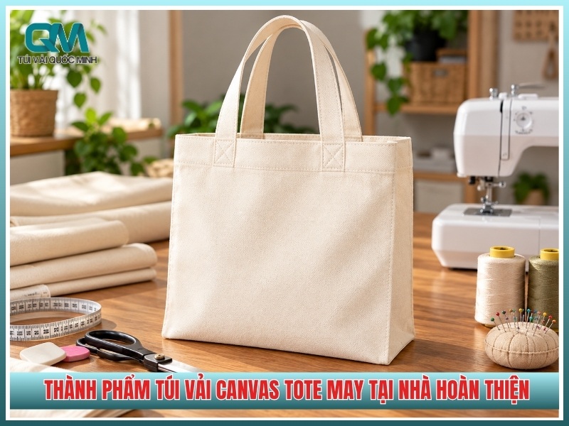 thành phẩm túi vải canvas tote may tại nhà hoàn thiện