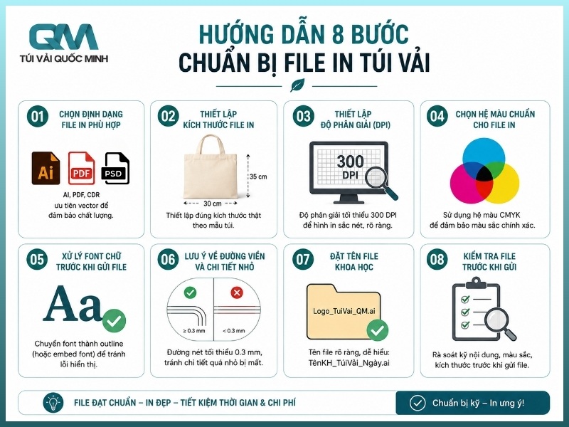 Hướng dẫn 8 bước chuẩn bị file in túi vải chi tiết