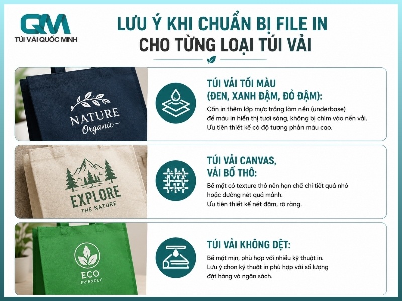lưu ý khi chuẩn bị file in cho từng loại túi vải