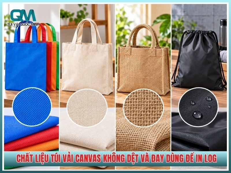 các loại chất liệu túi vải canvas không dệt và đay dùng để in logo