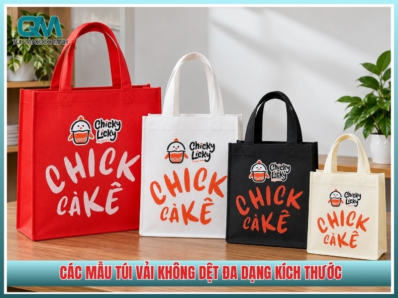 các mẫu túi vải không dệt kích thước khác nhau