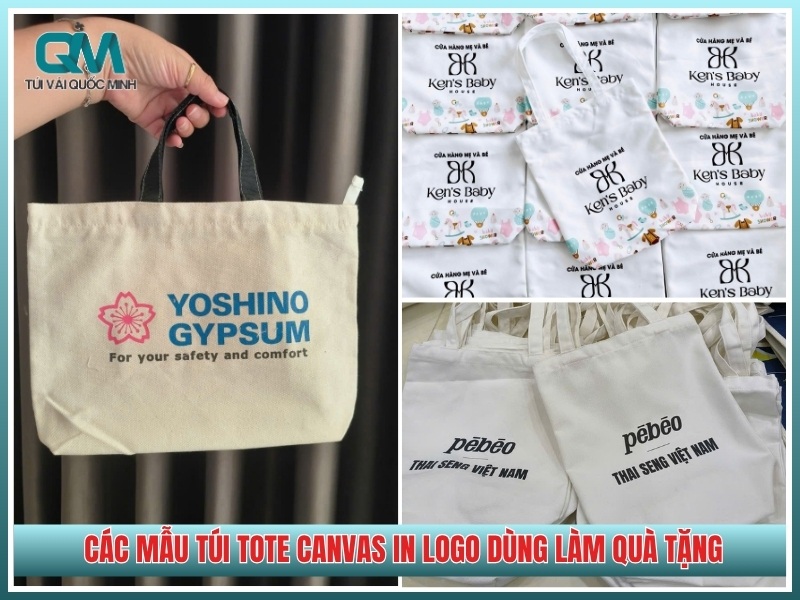 các mẫu túi tote canvas in logo dùng làm quà tặng doanh nghiệp