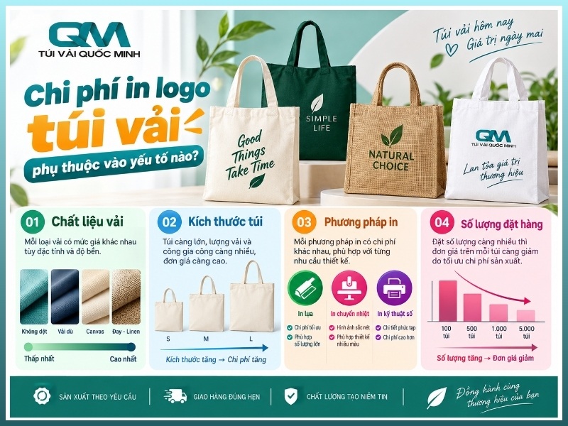 Chi phí in logo túi vải phụ thuộc vào yếu tố nào?