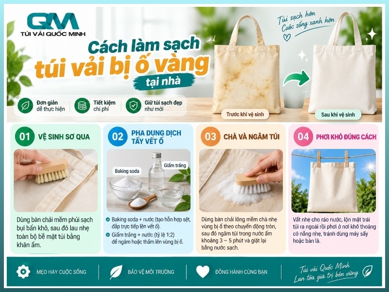 Cách làm sạch túi vải bị ố vàng tại nhà