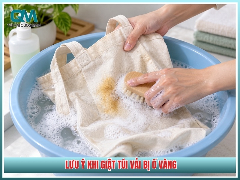 lưu ý khi giặt túi vải bị ố vàng
