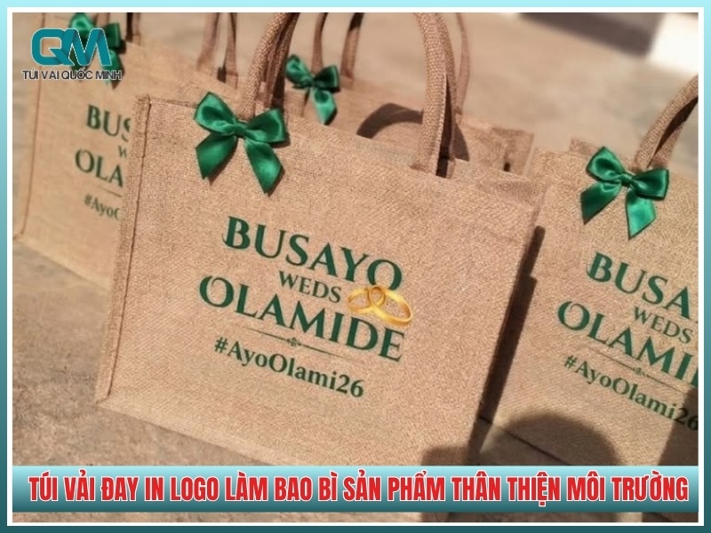 túi vải đay in logo sử dụng làm bao bì sản phẩm thân thiện môi trường