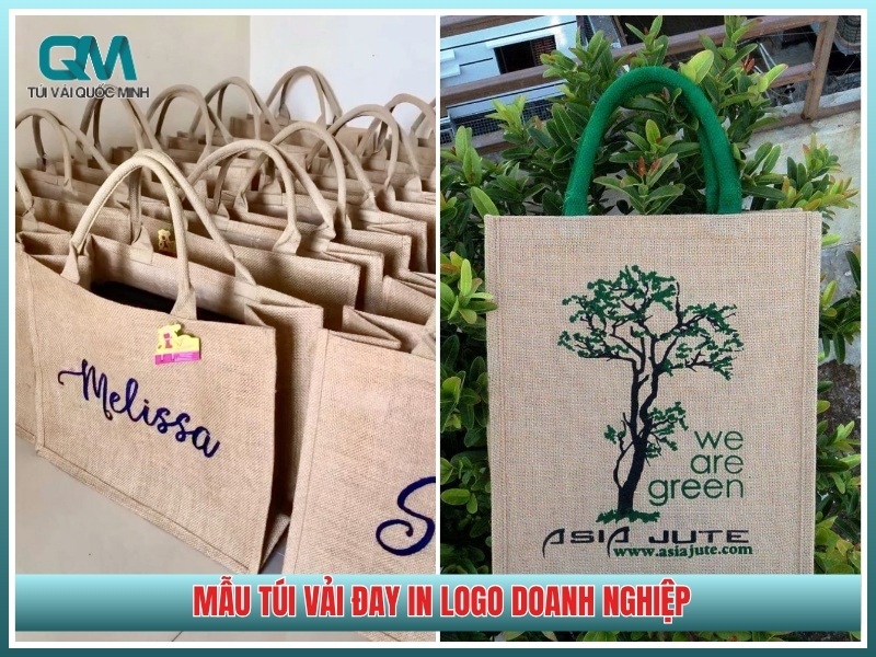 mẫu túi vải đay in logo doanh nghiệp với các size khác nhau