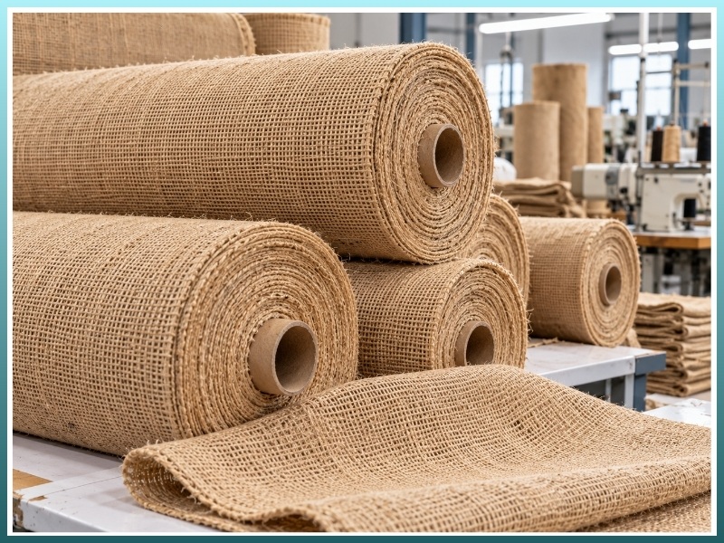 cuộn vải đay nguyên liệu chuẩn bị đưa vào quy trình sản xuất túi