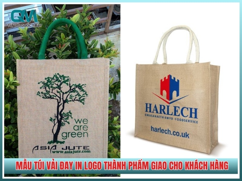 mẫu túi vải đay in logo thành phẩm giao cho khách hàng doanh nghiệp