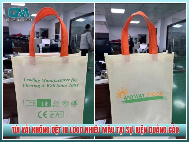 túi vải không dệt in logo nhiều màu phát tại sự kiện quảng cáo